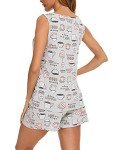 Coffee Cup Print Women's Sleeveless Pajama Set