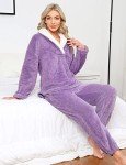 Oleda Women's Cozy Fleece Pajama Set - Purple