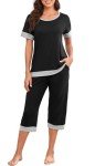 VINTATRE Women's Black Capri Pajama Set