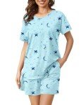 Enjoynight Women's Short Sleeve Pajama Set with Pockets