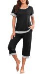 VINTATRE Women's Black Capri Pajama Set
