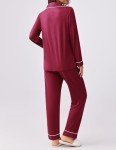 2-Piece Long Sleeve Women's Pajama Set - Wine Red