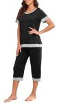 VINTATRE Women's Black Capri Pajama Set