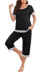 VINTATRE Women's Black Capri Pajama Set