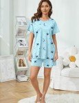 Enjoynight Women's Short Sleeve Pajama Set with Pockets