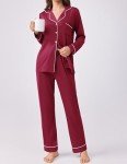 2-Piece Long Sleeve Women's Pajama Set - Wine Red