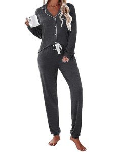 Ekouaer Women's Long Sleeve Pajama Set with Pockets