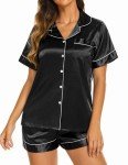 Ekouaer Women's Silk Satin Short Sleeve Pajamas Set