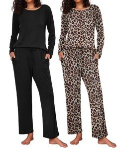 Ekouaer Women's Soft Long Sleeve Pajama Set
