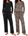 Ekouaer Women's Soft Long Sleeve Pajama Set