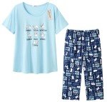Women's Cotton Pajama Set with Capri Pants
