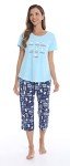Women's Cotton Pajama Set with Capri Pants
