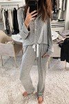 Light Gray Long Sleeve Women's Pajama Set