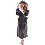 SeaKanana Women's Lightweight Hooded Grey Bathrobe