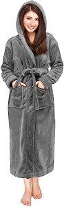 Plush Hooded Fleece Bathrobe for Women