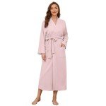 Soft Pink Long Knit Bathrobe for Women