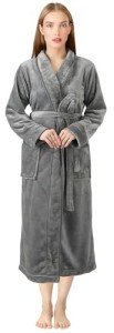 Soft Plush Fleece Bathrobe with Shawl Collar