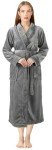 Soft Plush Fleece Bathrobe with Shawl Collar