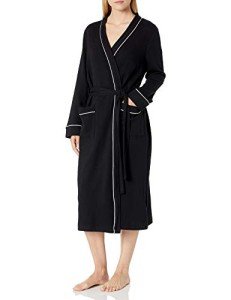Lightweight Black Waffle Full-Length Women's Robe