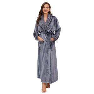 Soft Plush Fleece Robe for Women - Dark Grey