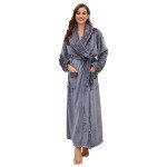 Soft Plush Fleece Robe for Women - Dark Grey