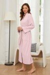 Soft Pink Long Knit Bathrobe for Women