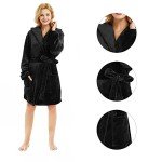 Plush Hooded Short Fleece Robe for Women
