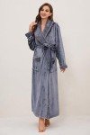 Soft Plush Fleece Robe for Women - Dark Grey