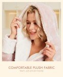 Cozy Shimmer Pink Hooded Bathrobe for Women