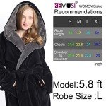 Cozy Black Herringbone Hooded Kimono Bathrobe for Women