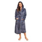 Cozy Hooded Fleece Robe for Women - Dark Gray