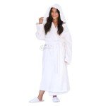 Soft Turkish Hooded Bathrobe for Women - White