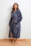 Cozy Hooded Fleece Robe for Women - Dark Gray