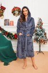 Cozy Hooded Fleece Robe for Women - Dark Gray