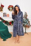 Cozy Hooded Fleece Robe for Women - Dark Gray