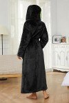 Cozy Women's Long Hooded Fleece Robe - Black