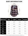 Red Plaid Shirt Women,Tanst Juniors Long Sleeve Tops Zipper Front Henley V Neck Cuff Button Casual Tunic Pleated Flare Hem Form-Fitting Breathable Elegant Feminine Blouses Red XL