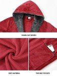 Wine Red Hooded Fleece Kimono Robe for Women