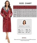 Wine Red Hooded Fleece Kimono Robe for Women