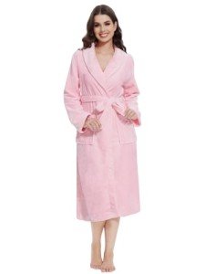 Cozy Pink Fleece Kimono Robe for Women