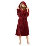 Cozy Women’s Hooded Fleece Bathrobe - A-Wine