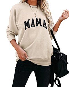 LACOZY Women Graphic Sweatshirts Cute Letter Printed Shirts Crew Neck Fall Pullover Sweater Long Sleeve Top Apricot L