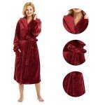 Cozy Women’s Hooded Fleece Bathrobe - A-Wine