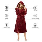 Cozy Women’s Hooded Fleece Bathrobe - A-Wine