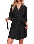 Ekouaer Women's Soft Knee-Length Waffle Knit Robe