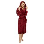 Cozy Women’s Hooded Fleece Bathrobe - A-Wine