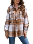 SIMIYA Plaid Shirt Women Long Sleeve Cotton Flannel Shirt Button Down Womens Fall Clothing Trendy Casual Shacket