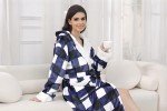 Cozy Women's Hooded Plush Fleece Robe, 2XL/3XL