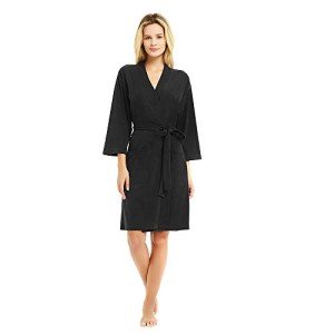 Soft Cotton Kimono Robe for Women - Black