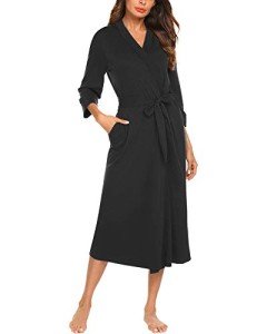 Black Cotton Kimono Robe for Women